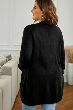 Hot Dear-Lover Front Pocket and Buttons Closure Cardigan Black