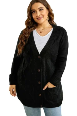 Hot Dear-Lover Front Pocket and Buttons Closure Cardigan Black