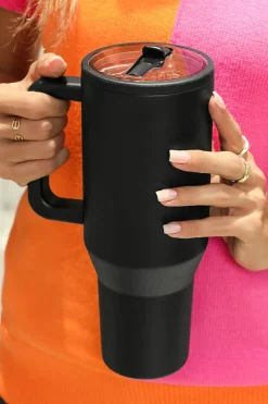 Discount Dear-Lover Frosted Stainless Handle Large Vacuum Cup with Straw 40oz Black
