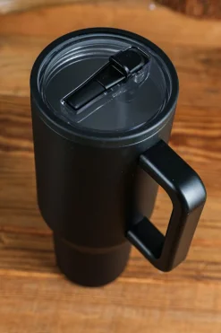 Discount Dear-Lover Frosted Stainless Handle Large Vacuum Cup with Straw 40oz Black