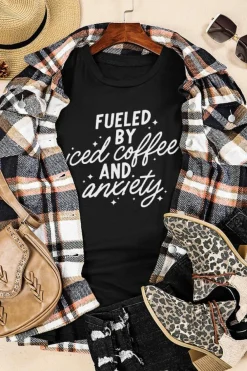 Online Dear-Lover FUELED BY iced coffee AND anxiety Graphic Tee Black