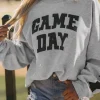 Discount Dear-Lover Game Day Graphic Rugby Football Season Sweatshirt Black