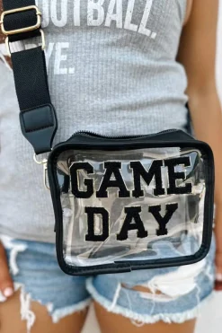 Outlet Dear-Lover GAME DAY Rugby Football Clear Shoulder Bag Black