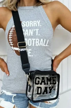 Outlet Dear-Lover GAME DAY Rugby Football Clear Shoulder Bag Black