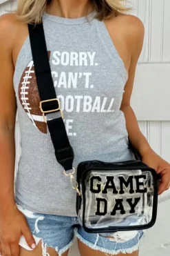 Outlet Dear-Lover GAME DAY Rugby Football Clear Shoulder Bag Black
