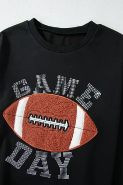 Clearance Dear-Lover GAME DAY Rugby Football Graphic Pullover and Shorts Casual Outfit Black