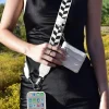 Clearance Dear-Lover Geometric Printed Phone Strap And Detachable Zipped Pouch Black