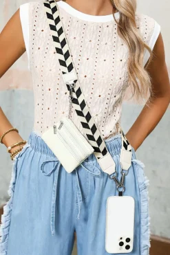 Clearance Dear-Lover Geometric Printed Phone Strap And Detachable Zipped Pouch Black