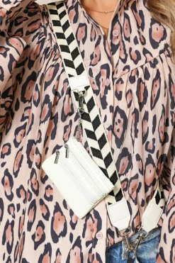Clearance Dear-Lover Geometric Printed Phone Strap And Detachable Zipped Pouch Black