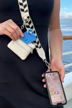 Clearance Dear-Lover Geometric Printed Phone Strap And Detachable Zipped Pouch Black