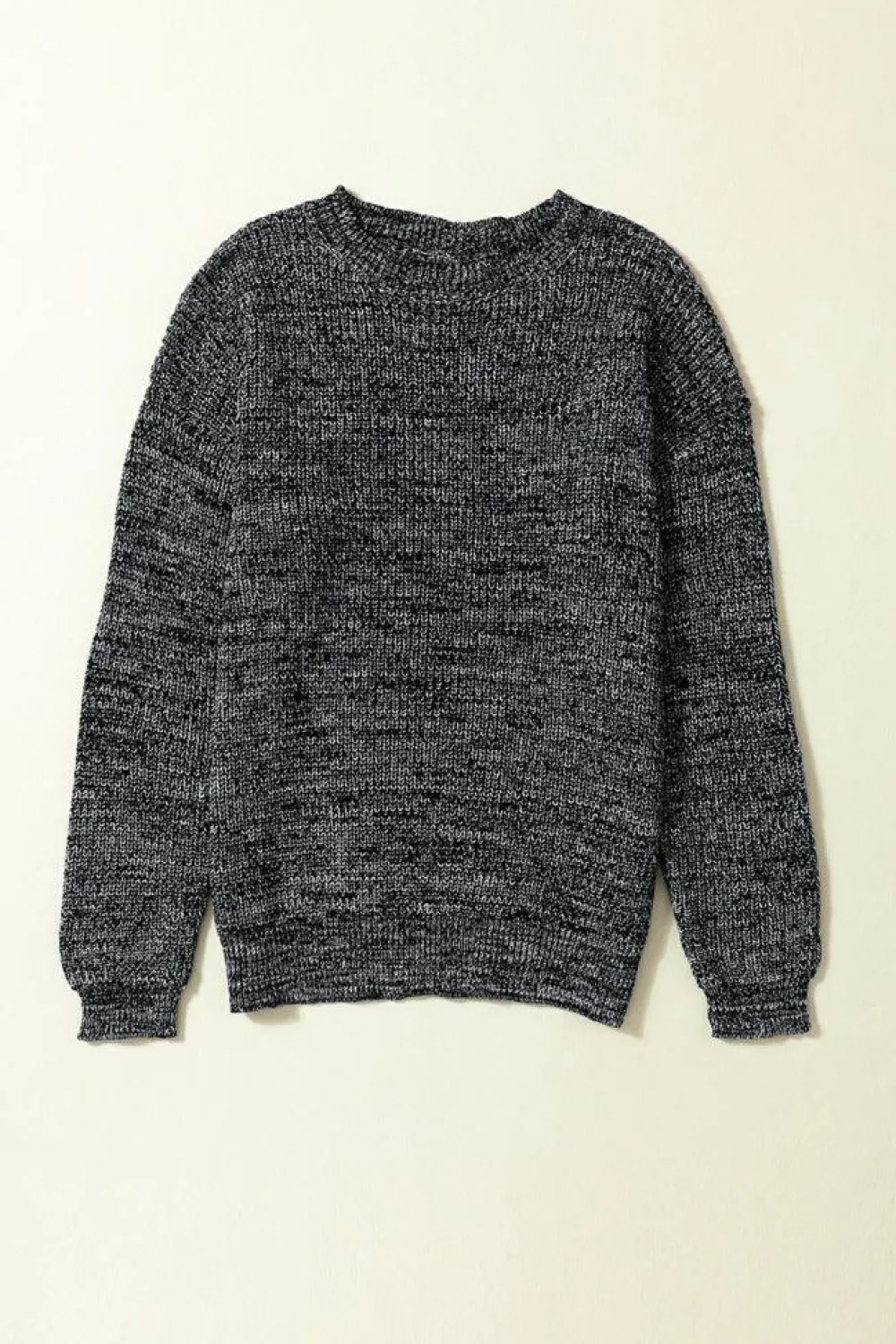 New Dear-Lover Glittering Long Sleeve Tunic Sweater Black