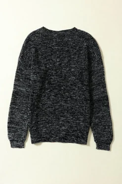 New Dear-Lover Glittering Long Sleeve Tunic Sweater Black