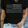 Online Dear-Lover Glittering Rhinestone American Flag Pattern T Shirt Black