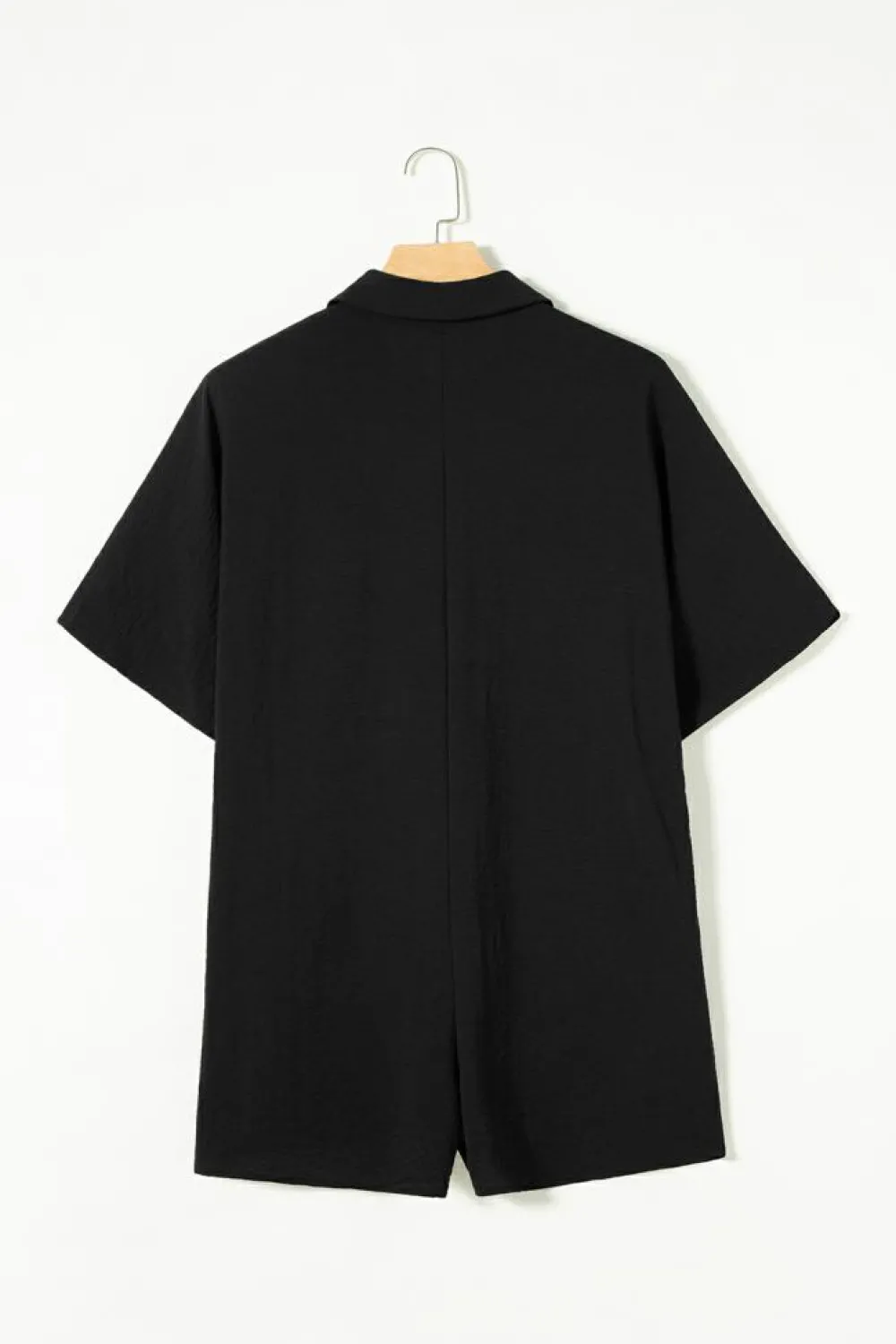 Best Dear-Lover Half Button Collared Loose Romper Black
