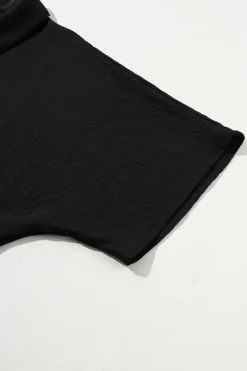 Best Dear-Lover Half Button Collared Loose Romper Black