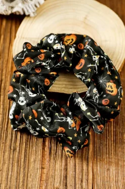 Discount Dear-Lover Halloween Pattern Print Hair Scrunchie Black
