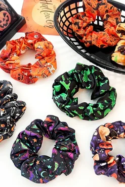 Discount Dear-Lover Halloween Pattern Print Hair Scrunchie Black
