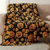 Outlet Dear-Lover Halloween Pumpkin Face Print Fleece Blanket 130*150cm Black