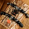 Online Dear-Lover Halloween Pumpkin Ghost Pendant Beaded Layered Bracelet Set Black