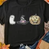Online Dear-Lover Halloween Sequin Pattern Patched Crewneck Tee Black