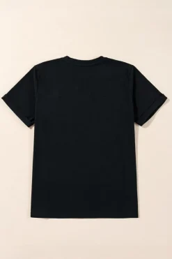 Sale Dear-Lover Heat Transfer Printing Christmas Tree Bowknot T-Shirt Black