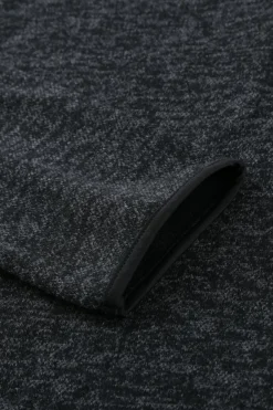 Online Dear-Lover Heathered Print Button Snap Neck Pullover Hoodie Black