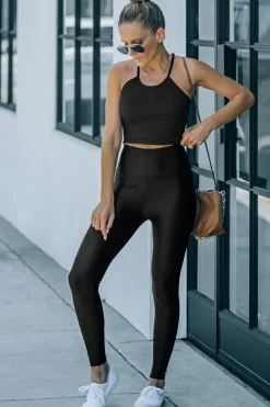 Hot Dear-Lover High Rise Tight Leggings with Waist Cincher Black