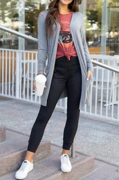 Fashion Dear-Lover High Waist Pleated Pocket Leggings Black