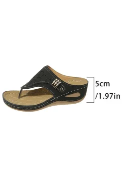 Fashion Dear-Lover Hollow Out Clip Toe Wedge Slippers Black
