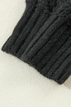 Hot Dear-Lover Hollow Out Knit V Neck Drop Shoulder Sweater Black