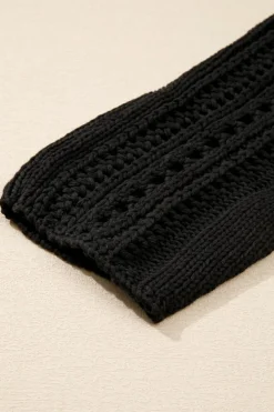 Discount Dear-Lover Hollow-out Cable Knit Cropped Sweater Black