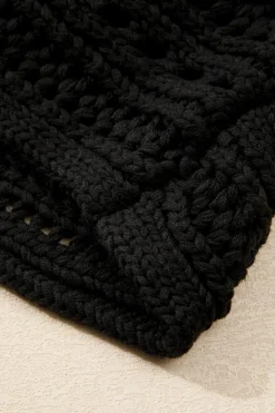 Discount Dear-Lover Hollow-out Cable Knit Cropped Sweater Black