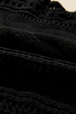 Discount Dear-Lover Hollow-out Cable Knit Cropped Sweater Black