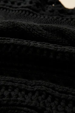 Discount Dear-Lover Hollow-out Cable Knit Cropped Sweater Black