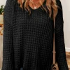 Fashion Dear-Lover Hollow-out Crochet V Neck Sweater Black
