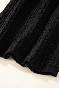 Fashion Dear-Lover Hollow-out Crochet V Neck Sweater Black