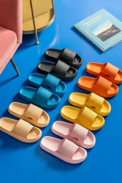 Discount Dear-Lover Hollow-out Thick Soled Slip On Slippers Black