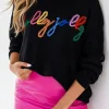 Clearance Dear-Lover Holly Jolly Round Neck Casual Sweater Black