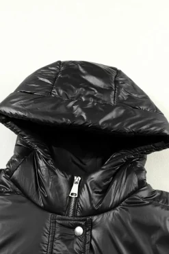 Clearance Dear-Lover Hooded Long Quilted Vest Coat Black