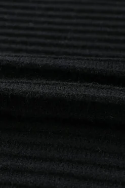 Best Dear-Lover Horizontal Rib Knitted Open Front Hooded Cardigan Black
