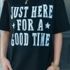 Best Dear-Lover Just Here For A Good Time Graphic Round Neck T Shirt Black