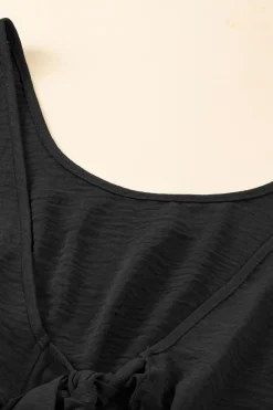 New Dear-Lover Knotted Backless Elastic Waist Sleeveless Romper Black