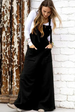 Discount Dear-Lover Knotted Straps Patch Pocket Wide Leg Jumpsuit Black