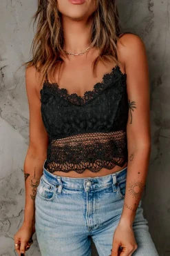 Hot Dear-Lover Lace Bralette Crop Top Black