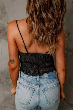 Hot Dear-Lover Lace Bralette Crop Top Black