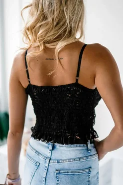 Hot Dear-Lover Lace Bralette Crop Top Black
