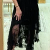 Online Dear-Lover Lace Cascading Tiered High Waist Maxi Skirt Black