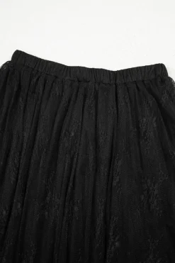 Online Dear-Lover Lace Cascading Tiered High Waist Maxi Skirt Black