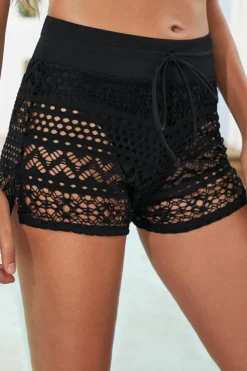 Best Dear-Lover Lace Shorts Attached Swim Bottom Black