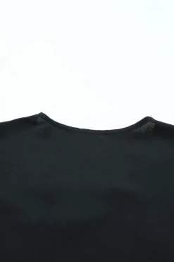 Online Dear-Lover Lace Trim V Neck Short Sleeve Blouse Black